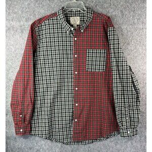 ST JOHNS BAY 2XL Color Block Plaid Patchwork Long Sleeve Button Retro